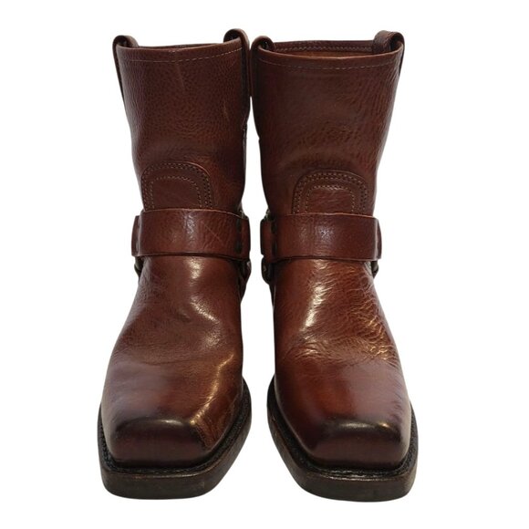 FRYE 8R Harness Short Boot Red Leather Western Cowgirl Moto Engineer - Picture 2 of 11